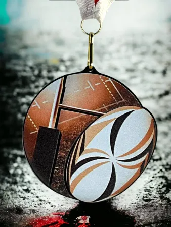 Akrylátová medaile MDABL M12 | Rugby Stuha: ST9, MD průměr: 6