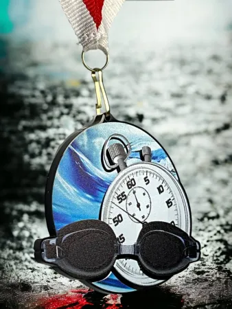 Akrylátová medaile MDABL M18 | Plavání Stuha: ST9, MD průměr: 9