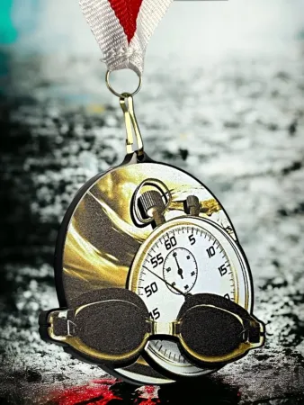 Akrylátová medaile MDABL M18 | Plavání Stuha: ST9, MD průměr: 9