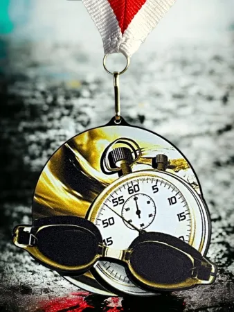 Akrylátová medaile MDABL M18 | Plavání Stuha: ST9, MD průměr: 9