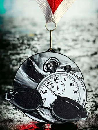 Akrylátová medaile MDABL M18 | Plavání Stuha: ST9, MD průměr: 9