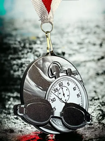 Akrylátová medaile MDABL M18 | Plavání Stuha: ST9, MD průměr: 9