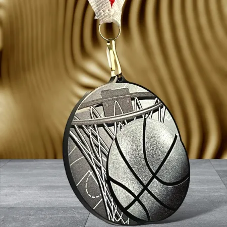 Akrylátová medaile MDARBL M03 | Basketball Stuha: ST14, MD průměr: 8, stříbro