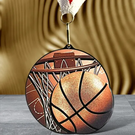 Akrylátová medaile MDARBL M03 | Basketball Stuha: ST14, MD průměr: 8, stříbro