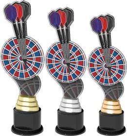Akrylátová trofej ACTC0029 | Šipky Výška cm: 30, Barva: stříbro
