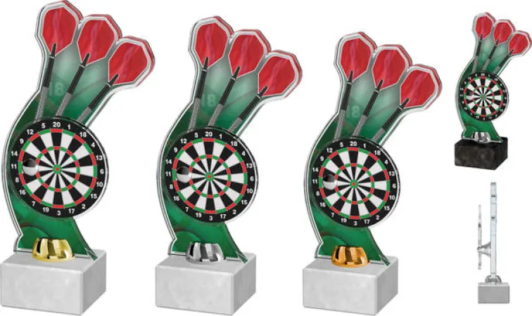 Akrylátová trofej ACTD007M1 | Šipky Výška cm: 28, Barva: bronz, Podstavec: bílý