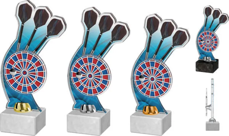 Akrylátová trofej ACTD008M2 | Šipky Výška cm: 25, Barva: bronz, Podstavec: bílý