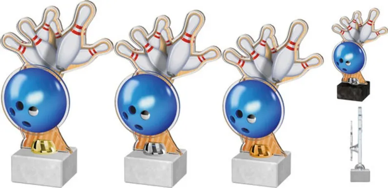 Akrylátová trofej ACTD0011M1 | Bowling Výška cm: 23,5, Barva: bronz, Podstavec: bílý