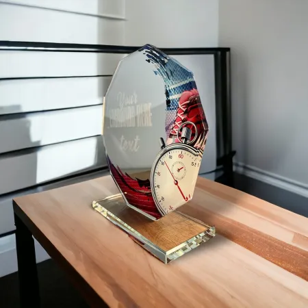 Skleněná trofej CR2024301M01 Výška cm: 17, STŘÍBRO