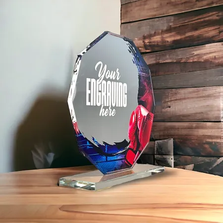 Skleněná trofej CR2024301M12 Výška cm: 19, STŘÍBRO