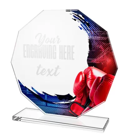 Skleněná trofej CR2024301M12 Výška cm: 19, STŘÍBRO