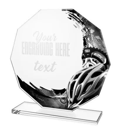 Skleněná trofej CR2024301M23 Výška cm: 17, STŘÍBRO