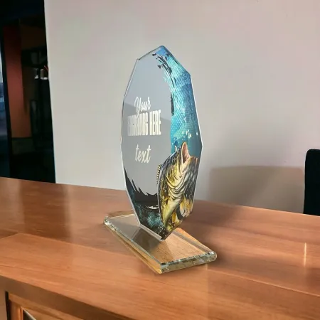 Skleněná trofej CR2024301M28 Výška cm: 19, STŘÍBRO