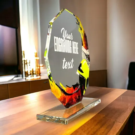 Skleněná trofej CR2024301M32 Výška cm: 19, PLNOBAREVNÁ