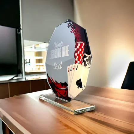 Skleněná trofej CR2024301M34 Výška cm: 19, STŘÍBRO