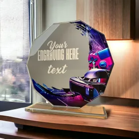 Skleněná trofej CR2024301M35 Výška cm: 15, STŘÍBRO