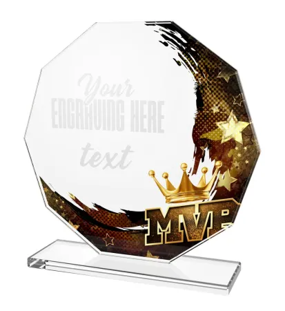 Skleněná trofej CR2024301M47 Výška cm: 19, STŘÍBRO