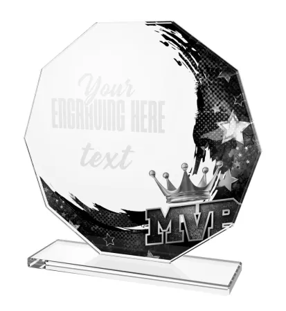 Skleněná trofej CR2024301M47 Výška cm: 19, STŘÍBRO