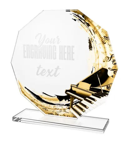 Skleněná trofej CR2024301M48 Výška cm: 17, ZLATO