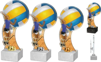 Akrylátová trofej ACTD0019M3 | Volejbal Výška cm: 23,5, Barva: zlato, Podstavec: bílý