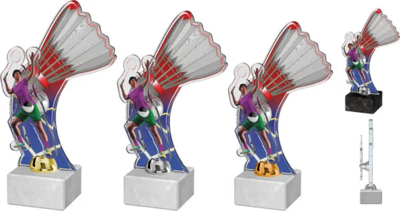 Akrylátová trofej ACTD0023M1 Výška cm: 28, Barva: stříbro, Podstavec: bílý