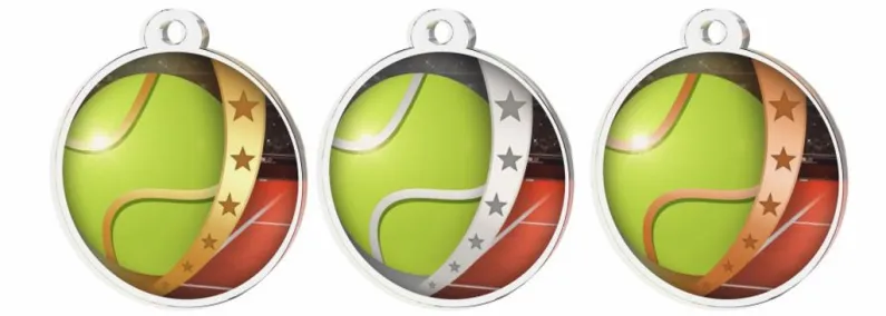 Akrylátová medaile MDA0030M03 | Tenis Barva: stříbro, Stuha: ST6, Tloušťka mm: 3