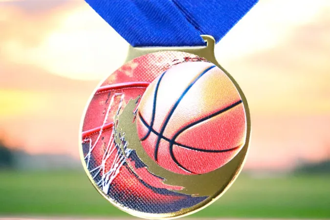 Medaile MDLMIDM02 | Basketball Barva: zlato, Stuha: ST17