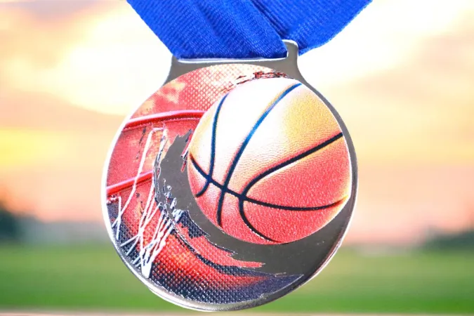 Medaile MDLMIDM02 | Basketball Barva: zlato, Stuha: ST17
