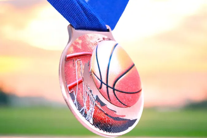 Medaile MDLMIDM02 | Basketball Barva: zlato, Stuha: ST17