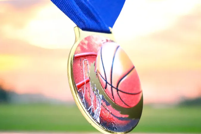 Medaile MDLMIDM02 | Basketball Barva: zlato, Stuha: ST17