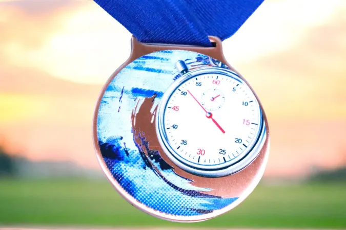 Medaile MDLMIDM04 | Plavání Barva: stříbro, Stuha: ST18