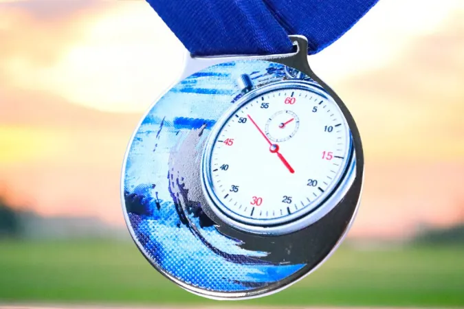 Medaile MDLMIDM04 | Plavání Barva: stříbro, Stuha: ST18