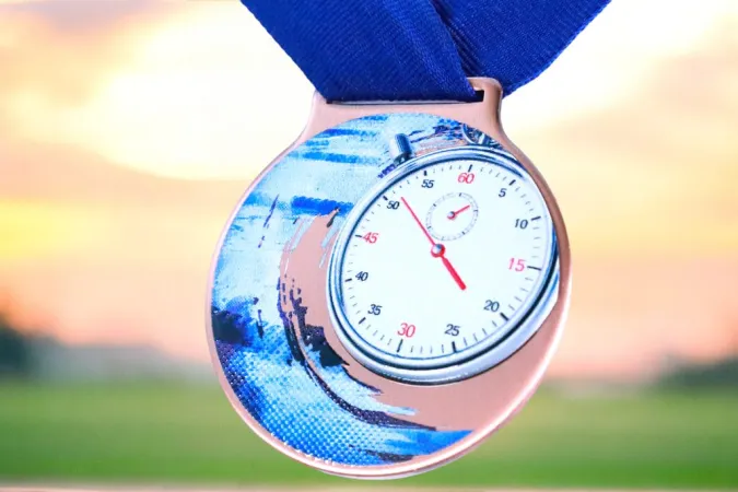 Medaile MDLMIDM04 | Plavání Barva: stříbro, Stuha: ST18