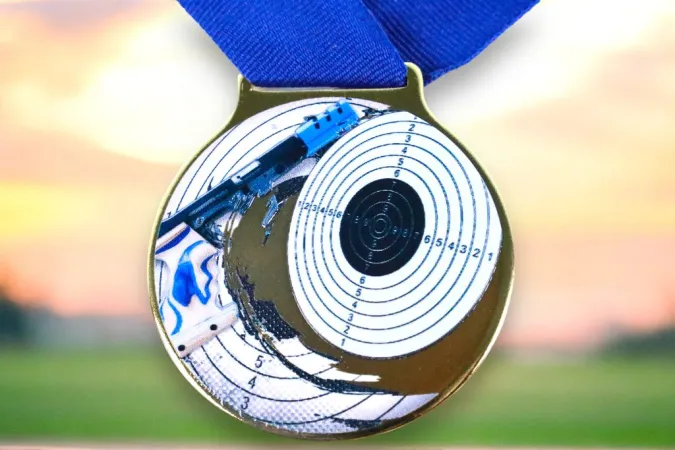 Medaile MDLMIDM10 | Střelba Barva: stříbro, Stuha: ST19