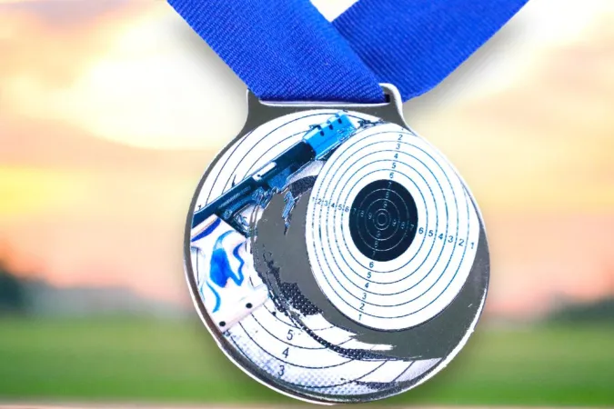 Medaile MDLMIDM10 | Střelba Barva: stříbro, Stuha: ST19