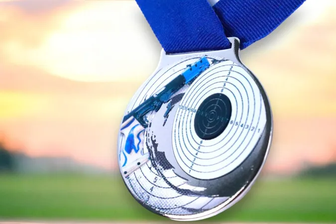 Medaile MDLMIDM10 | Střelba Barva: stříbro, Stuha: ST19