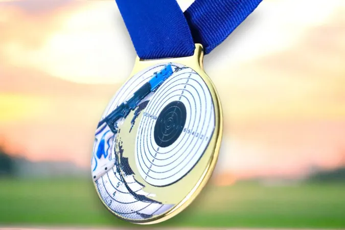 Medaile MDLMIDM10 | Střelba Barva: stříbro, Stuha: ST19