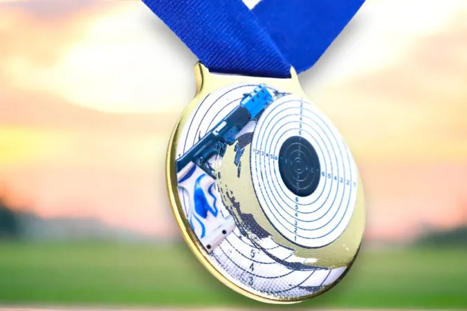 Medaile MDLMIDM10 | Střelba Barva: stříbro, Stuha: ST19