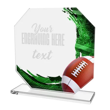 Skleněná trofej CR2024302M03 | Americký fotbal Výška cm: 13, PLNOBAREVNÁ