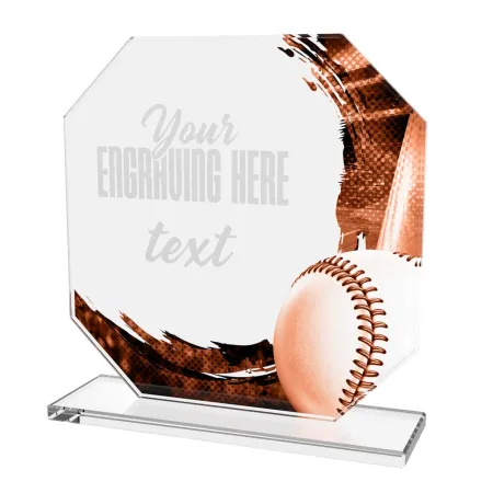 Skleněná trofej CR2024302M04 | Baseball Výška cm: 13, BRONZ