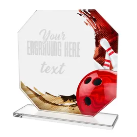 Skleněná trofej CR2024302M13 | Bowling Výška cm: 15, STŘÍBRO