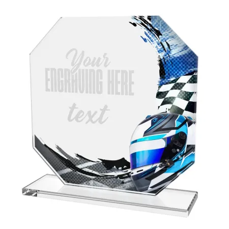 Skleněná trofej CR2024302M14 | Motorsport Výška cm: 13, PLNOBAREVNÁ