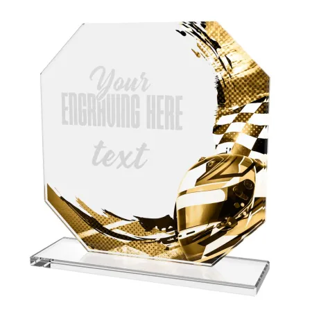 Skleněná trofej CR2024302M14 | Motorsport Výška cm: 13, PLNOBAREVNÁ