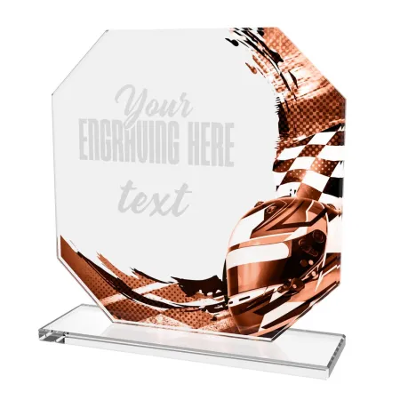 Skleněná trofej CR2024302M14 | Motorsport Výška cm: 13, PLNOBAREVNÁ