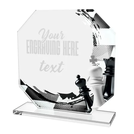 Skleněná trofej CR2024302M16 | Šachy Výška cm: 13, BRONZ