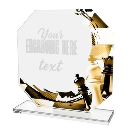 Skleněná trofej CR2024302M16 | Šachy Výška cm: 13, BRONZ
