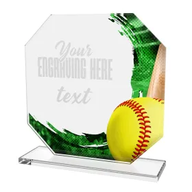 Skleněná trofej CR2024302M20 | Softball Výška cm: 17, PLNOBAREVNÁ