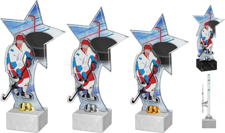 Akrylátová trofej ACTH0001M2 | Hokej Výška cm: 25, Barva: zlato, Podstavec: černý