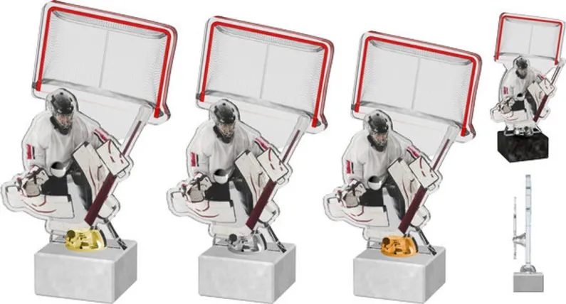 Akrylátová trofej ACTH0002M3 | Hokej Výška cm: 23,5, Barva: stříbro, Podstavec: černý