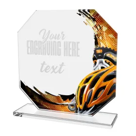 Skleněná trofej CR2024302M23 | Cyklistika Výška cm: 15, BRONZ